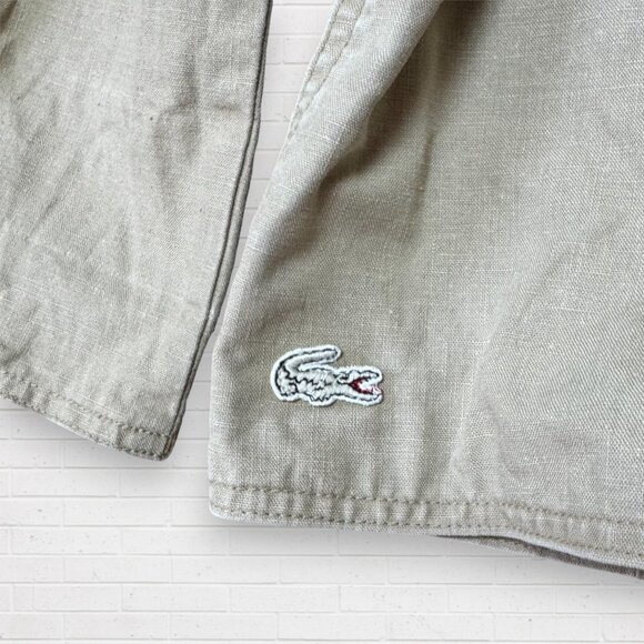 IZOD for Her LACOSTE Vintage 80s Tan Croc Preppy Lightweight Canvas Jacket M - Picture 3 of 10